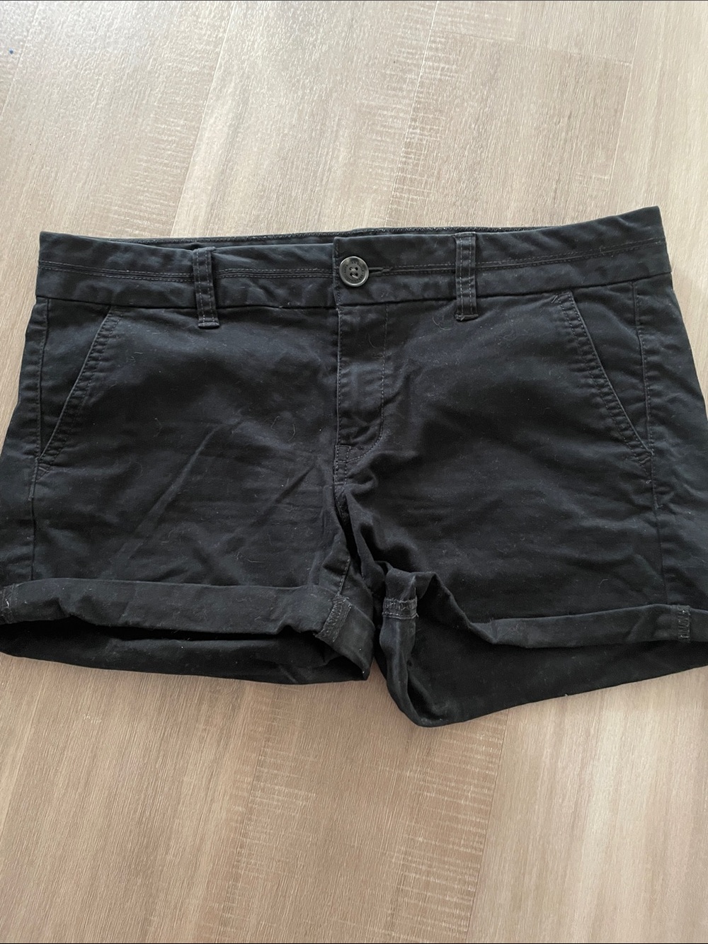American Eagle Outfitters Black Cuffed Bermuda Shorts